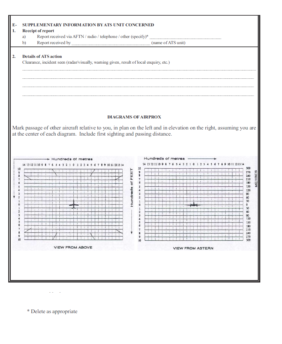 Instructions for the completion of the Air Traffic Incident Report Form